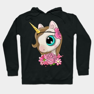 Cute unicorn with flowers. Hoodie